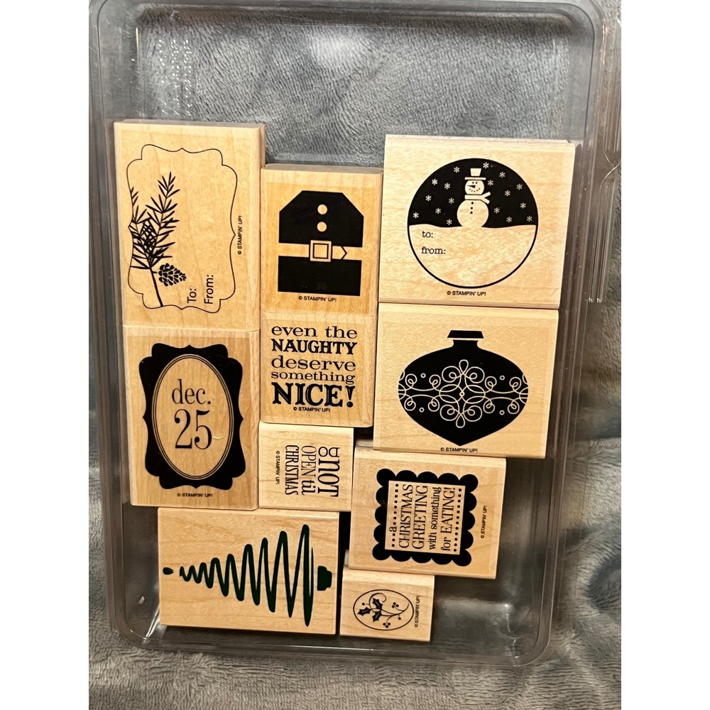 Stampin Up Wood Rubber Stamps Christmas‎ Holiday Card Making Craft Set